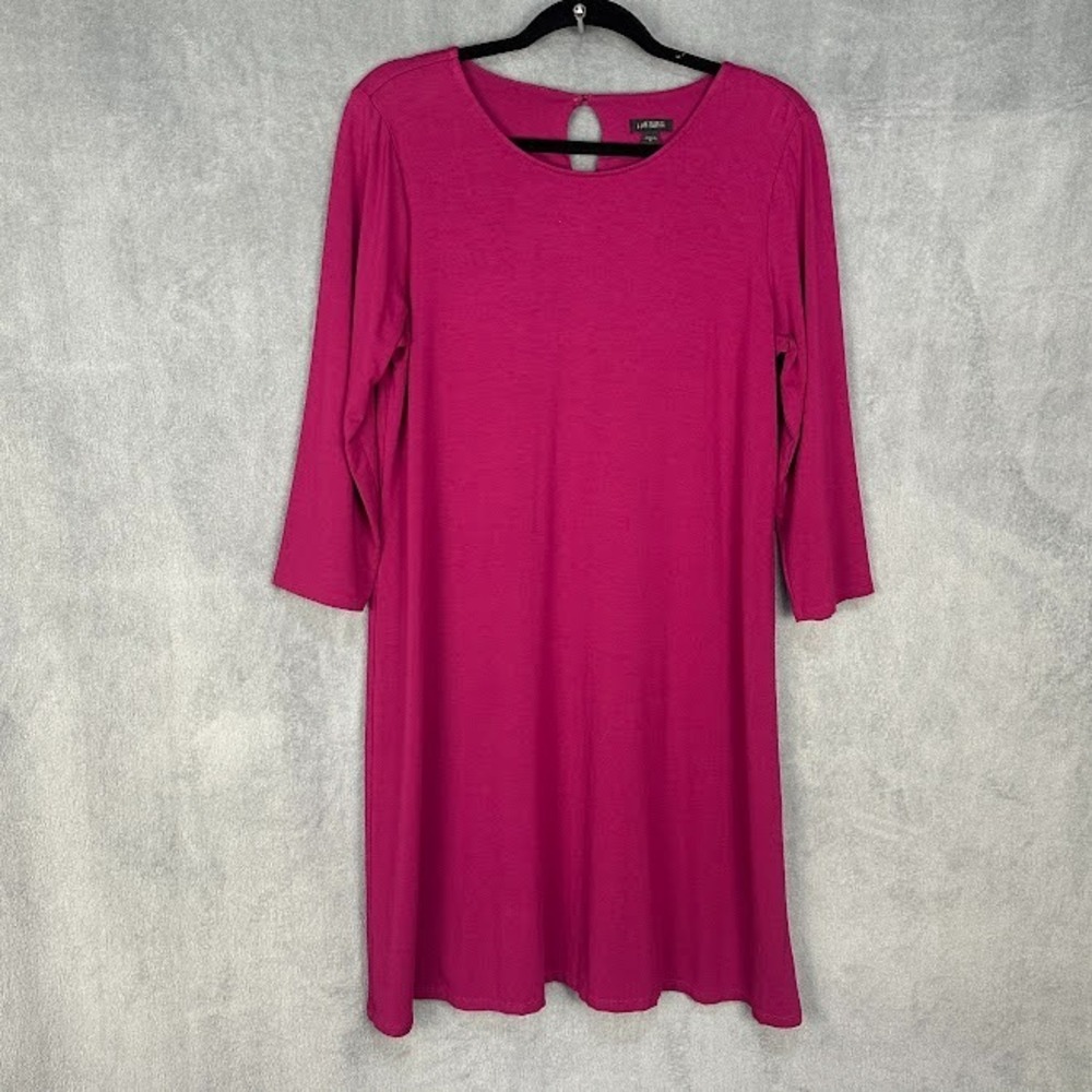 J Jill Dress Womens Medium Pink 3/4 Length Sleeve Stretch Comfort Minimalist
